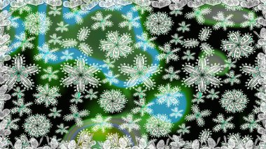 Suluboya resim taklit Raster çizimi. El çizimi, soyut ve süslü elementler. Yeşil renkler. Klasik çiçekler. Yaz çiçekleri teması.