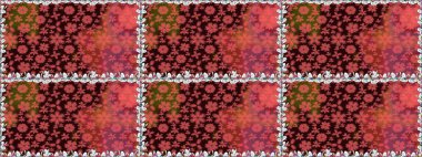 Kahverengi renkte manzaralı çiçek deseni. Sevgililer günü ve tebrik kartı konsepti için şık bir davetiye. Üst manzara, yumuşak stil. Çiçek kompozisyonu, el boyası, hassas şablon..