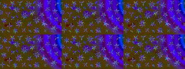 Şirin çiçekli eskiz deseni ve kahverengi ve mor renkli yapraklar, suluboya çiçek deseni, duvar kağıdı, kart ya da kumaş için fayanslı. Raster illüstrasyonu.