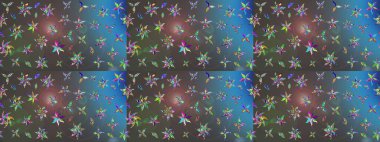 Süslü kumaş deseni. Raster illüstrasyonundaki çiçek desenli çizim. Renkli Bahar Teması eskiz kalıbı. Düz Çiçek Elementleri Tasarımı.