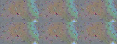 Çiçekli karalama şeklinde Raster çiçek deseni. Gri ve bej renklerde bahar çiçekleri. Raster illüstrasyonu.