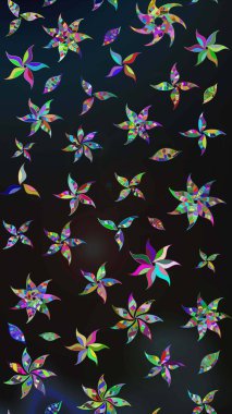 Yaprak ve çiçeklerin suluboya resimleri, gri ve mavi renkler üzerine çizimler. Gri ve mavi renklerde bahar çiçekleri. Raster illüstrasyonu.