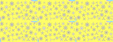 Raster suluboya çiçek deseni, narin çiçekler, sarı ve beyaz çiçekler, tebrik kartı şablonu. Güzel kumaş deseni.