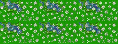 Eskiz arkaplan modeli. Raster hisseleri. Çiçekler yeşil ve nötr. Suluboya, elle çizilmiş.