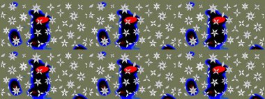 Renkli Yaz Temalı eskiz kalıbı. Sevimli çiçek raster deseni. Modaya uygun kumaş deseni. Düz Çiçek Elementleri Tasarımı.