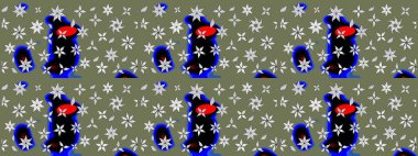 Renkli Yaz Temalı eskiz kalıbı. Sevimli çiçek raster deseni. Modaya uygun kumaş deseni. Düz Çiçek Elementleri Tasarımı.