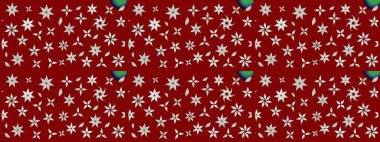 Raster illüstrasyonu. Küçük çiçekteki sevimli çiçek deseni. Kibar, yaz çiçekleri kırmızı ve nötr renklerde. Raster deseni.