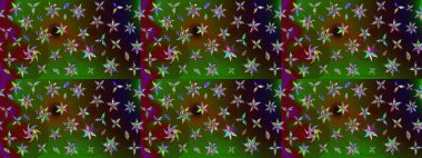 Renkli Bahar Teması eskiz kalıbı. Düz Çiçek Elementleri Tasarımı. Süslü kumaş deseni. Raster illüstrasyonunda çiçek deseni çizimi.