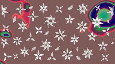 Kahverengi ve nötr renklerde çiçekler. Çiçek süslemeli çizim deseni. Raster illüstrasyonu.