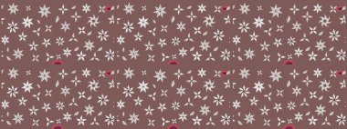 Kahverengi ve nötr renklerde Asya tekstili. Raster illüstrasyonu. Çiçek desenini çiz.