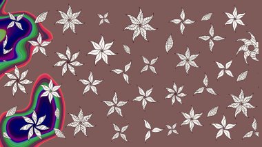 Tekstil için figür. Poster ya da kapak için arka plan. Şirin, zarif çiçekler Raster illüstrasyonu. Yapraklı çizim şekli. Davetiye ve kartpostal tasarımı için dekoratif çiçek unsurları.