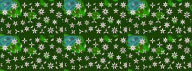 Vadinin çiçekleri yeşil ve nötr renklerde. Raster çiçek desenleri çiziyor..