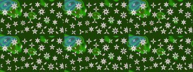 Vadinin çiçekleri yeşil ve nötr renklerde. Raster çiçek desenleri çiziyor..