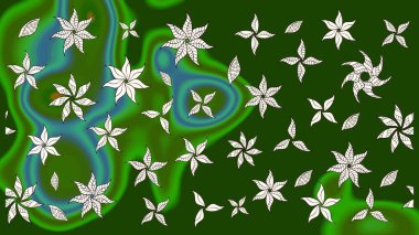 Taslak dekoratif arka plan, çiçek mandala. Raster illüstrasyonu. Çiçek. Yeşil ve nötr renklerde.