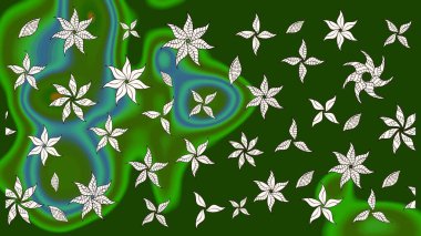 Taslak dekoratif arka plan, çiçek mandala. Raster illüstrasyonu. Çiçek. Yeşil ve nötr renklerde.