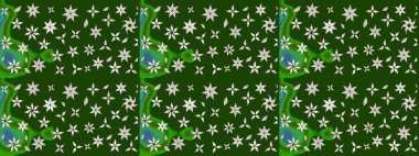 Raster illüstrasyonu. Çiçek desenli eskiz, darbeler, sıçramalar, yaz çiçekleri. Yeşil ve nötr renkte çiçekler.