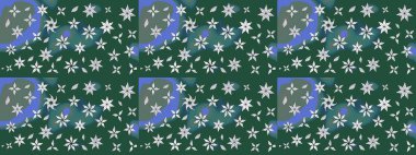 Düz Çiçek Elementleri Tasarımı. Renkli Bahar Teması eskiz kalıbı. Raster illüstrasyonundaki çiçek desenli çizim. Süslü kumaş deseni.