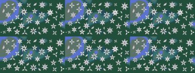 Düz Çiçek Elementleri Tasarımı. Renkli Bahar Teması eskiz kalıbı. Raster illüstrasyonundaki çiçek desenli çizim. Süslü kumaş deseni.