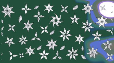 Yeşil ve nötr renklerde. Raster illüstrasyonu. 3D çiçekler, çizim.