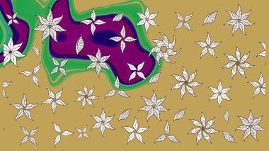 Sarı ve nötr renklerde. Raster illüstrasyonu. Çiçek buketleriyle klasik tarzda eskiz deseni.