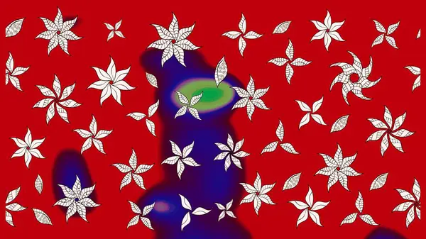 Çiçekler kırmızı ve nötr renklerde suluboya tarzında. Çiçek izi. Suluboya çizim deseni.