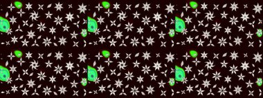 Raster illüstrasyonu. Güzel karalamalı çiçek desenli çizim. Güzel kumaş deseni. Küçük çiçekte sevimli çiçek deseni var..