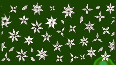 Küçük çiçekteki sevimli çiçek deseni. Varicologreen ve nötr raster çizimi. Birçok yeşil ve nötr soyut çiçekli tropikal çizim deseni.