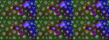 Moda baskıları için zarif bir şablon. Halk tarzı. Modern çiçek arkaplanı. Parlak renkli çiçekleri ve yeşil ve mavi renkte yaprakları olan muhteşem bir çiçek deseni..