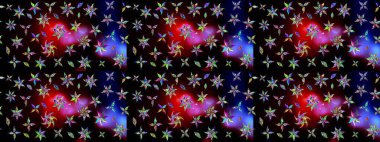 Raster düz çiçek çizim deseni. Siyah ve mavi renkte çiçekler. Tasarım hediye paketi, tebrik kartları, posterler ve afiş tasarımı.