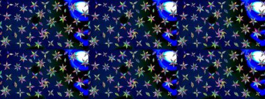 Tekstil için suluboya eskiz deseni. El çizimi çiçek çizimi deseni (fayans). Şirin çiçekler, desenli, mavi ve siyah renkli renkli çizim deseni.