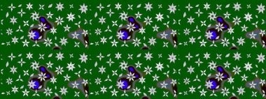 Yeşil ve nötr renklerde. Yeşil ve nötr renklerde yeşil ve nötr papatyalar deseni. Raster illüstrasyonu.