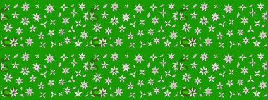 El yapımı çiçek ve bitki koleksiyonu. Raster illüstrasyonu. Şirin karalamalı çiçek desenli çizim. Raster illüstrasyonu. Çizim biçimi yeşil ve nötr renklerde.