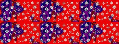 Renkli Bahar Teması eskiz kalıbı. Chichi 'nin kumaş kalıbını çiz. Düz Çiçek Elementleri Tasarımı. Raster illüstrasyonu. Çiçek deseni.