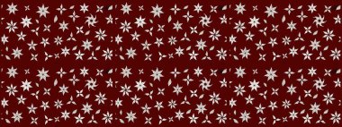 Raster illüstrasyonu. El çizimi çiçekli soyut çizim kalıbı. Kırmızı ve nötr renkte çiçekler.