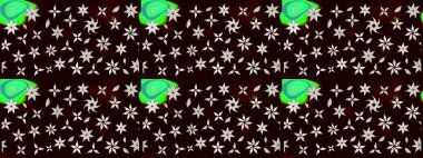 Küçük çiçekteki sevimli çiçek deseni. Modaya uygun kumaş deseni. Raster illüstrasyonu. Tony 'nin kumaş desenini çiz.