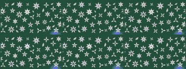 Raster illüstrasyonu. Yeşil ve nötr renklerde. Çiçek buketleriyle klasik tarzda eskiz deseni.