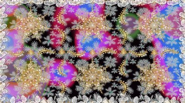 Antika altın tekrarlanabilir duvar kağıdı. Damask arkaplanı tekerrür ediyor. Gri renklerdeki altın element. Barok tarzında altın çiçek süsü..