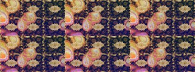 Paisley 'ler zarif çiçek desenli eskiz arka plan duvar kâğıdı çizimi klasik stil, modern 3D çizgili sanat eseri altın ve kahverengi desenli çiçek yaprakları ve süslemeleri..