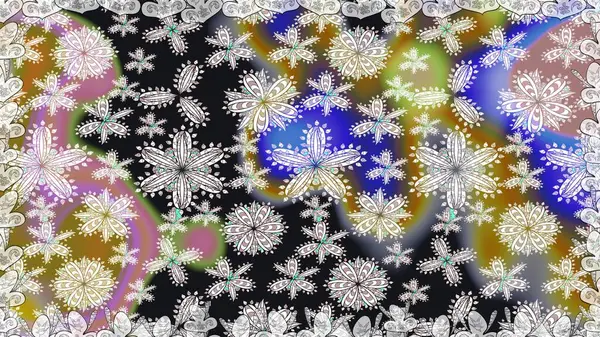 Çiçek buketleriyle klasik tarzda kusursuz desenler. Gri renklerde. Raster illüstrasyonu.