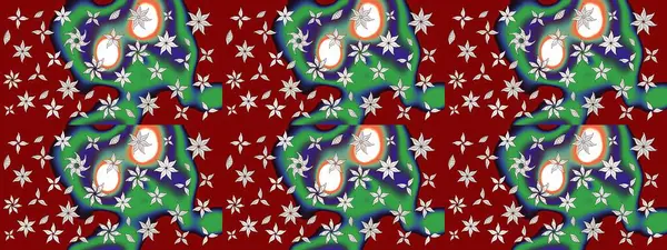 Renkli Yaz Temalı eskiz kalıbı. Düz Çiçek Elementleri Tasarımı. Çiçekler kırmızı ve yeşil renklerde. Sevimli çiçek raster deseni.