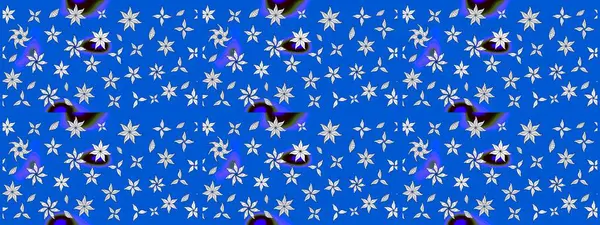 Mavi ve nötr renklerde. Mavi ve nötr renklerde mavi ve nötr papatya deseni. Raster illüstrasyonu.