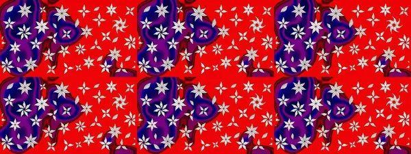 Renkli Bahar Teması eskiz kalıbı. Chichi 'nin kumaş kalıbını çiz. Düz Çiçek Elementleri Tasarımı. Raster illüstrasyonu. Çiçek deseni.