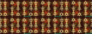 Kış konsepti Raster illüstrasyonu. Düz yatıyordu. Kahverengi, kırmızı ve yeşil renklerde kar tanelerinden oluşan kış deseni.