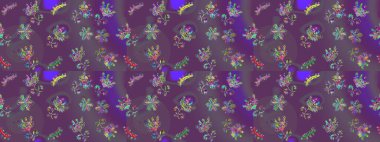 Renkler. Kar tanelerinin soyut arkaplanı olan şirin bir Noel arkaplanı. Raster illüstrasyonu. Mor, gri ve mor kar taneleri. Noel ve Yeni Yıl moda baskıları için tatil tasarımı.