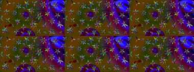 Raster çiçek desenli çiçek deseni, yapraklar, dekoratif elementler, sıçrama, lekeler, el çizimi kontur çizgileri ve Doodle çizim stili, grafik raster çizim çizimi.