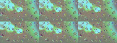 Eskiz klasiği. Raster Şirin kumaş deseni. Renkli Bahar Teması eskiz kalıbı. Düz Çiçek Elementleri Tasarımı.