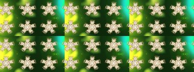 Noel ve yeni yıl moda baskıları için tatil tasarımı. Kar tanelerinin soyut arkaplanlı Noel şablonu. Raster illüstrasyonu. Renkler. Altın kar taneleri.