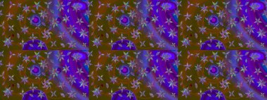 Suluboya çizim kalıbı. Çiçek izi. Çiçekler suluboya tarzında kahverengi ve mor renkte.