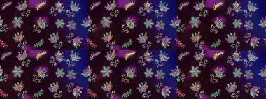 Kahverengi, mavi ve siyah renkte çiçekler. Düz Çiçek Elementleri Tasarımı. Renkli Bahar Teması eskiz kalıbı. Sevimli çiçek raster deseni.