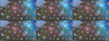 Küçük çiçekli basit bir çiçek çizimi. Mavi ve gri renkte şirin çiçekler. Moda baskısı, albüm, ambalaj kağıdı ve duvar kağıdı için zarif dekoratif süslemeler. Raster illüstrasyonu.